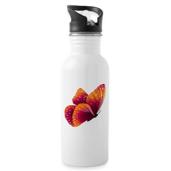 Butterfly Geschenk Shirt Orange Exotisches Tier - Trinkflasche mit integriertem Trinkhalm - Weiß - Rechts