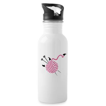 Stricken - Trinkflasche mit integriertem Trinkhalm - Weiß - Rechts
