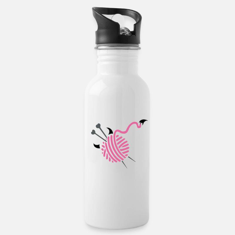 Stricken - Trinkflasche mit integriertem Trinkhalm - Weiß