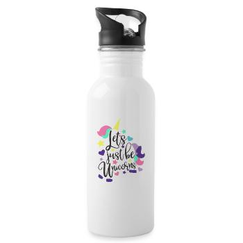 Einhorn Unicorn Einhörner Spruch Tier Geschenk - Trinkflasche mit integriertem Trinkhalm - Weiß - Rechts