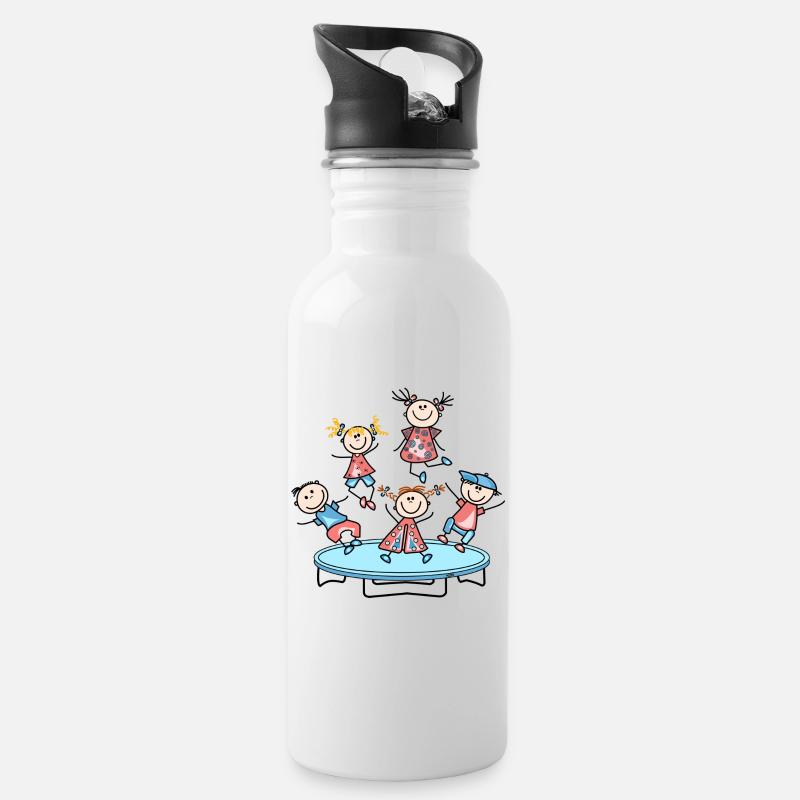 Trampoline - Water bottle with straw - white