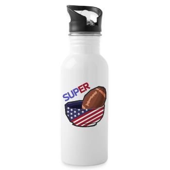 American Football Final Champions Funny Team - Water bottle with straw - white - Right