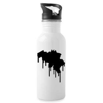 Belgium Graffiti - Trinkflasche mit integriertem Trinkhalm - Weiß - Rechts