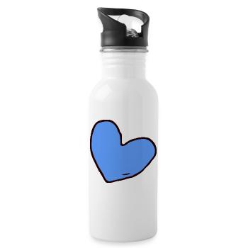 Blue heart - Water bottle with straw - white - Right