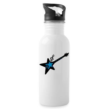 Rock-Gitarre mit Musik-Note - Trinkflasche mit integriertem Trinkhalm - Weiß - Rechts