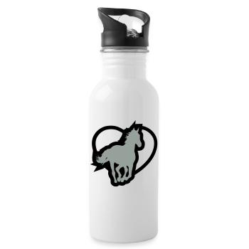 Cheval - Gourde avec paille intégrée - blanc - Droite