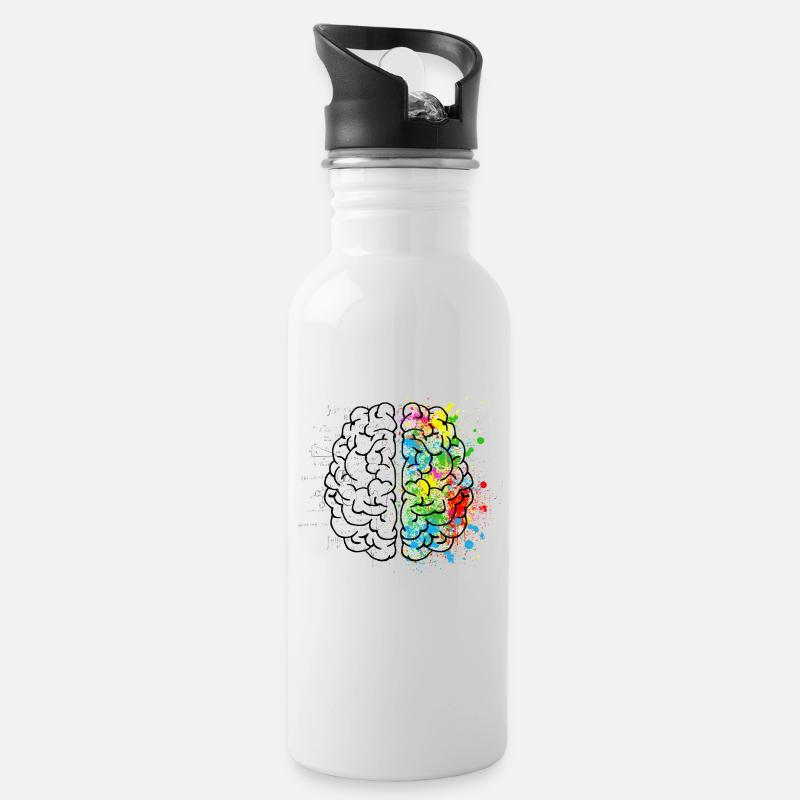 T-shirt brain comic math art - Water bottle with straw - white