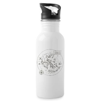 VintageKarte Griechenland - Trinkflasche mit integriertem Trinkhalm - Weiß - Rechts