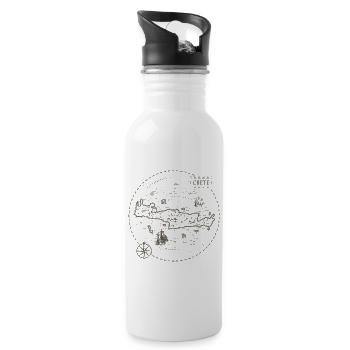 Vintage Karte Kreta - Trinkflasche mit integriertem Trinkhalm - Weiß - Rechts