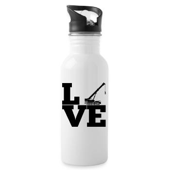 Crane Construction Crane Construction Machine Vehicle Work Gift - Water bottle with straw - white - Right