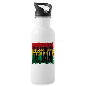Bénédiction des JAH aux couleurs du reggae - Gourde avec paille intégrée - blanc - Droite
