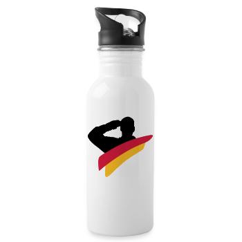 Veteran Deutschland Logo - Trinkflasche mit integriertem Trinkhalm - Weiß - Rechts