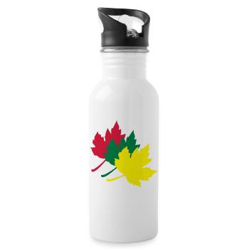 maple leaf - Water bottle with straw - white - Right