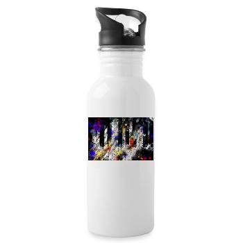 Piano keys and music sheet pattern wsstd - Water bottle with straw - white - Right
