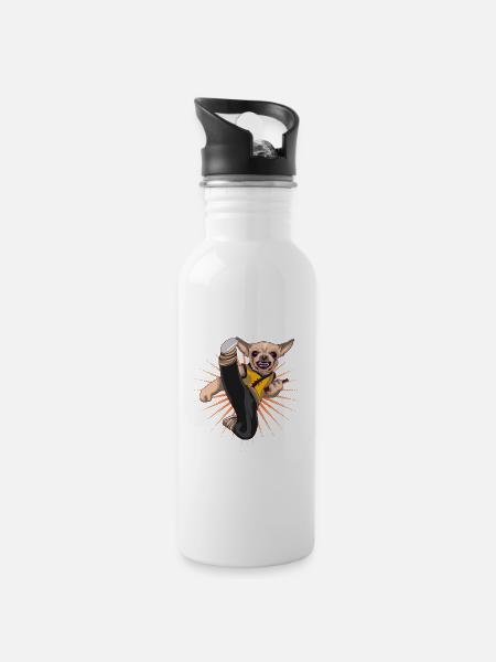 Chihuahua - Trinkflasche mit integriertem Trinkhalm - Weiß