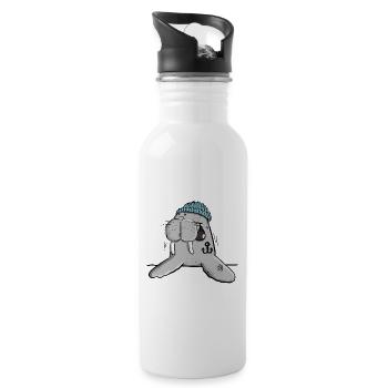 Happy Walrus I Northern German I holiday gift - Water bottle with straw - white - Right