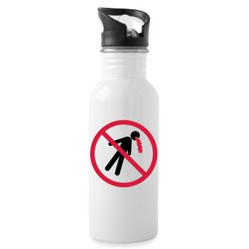 puke forbidden shield no blood funny vomit - Water bottle with straw - white - Right