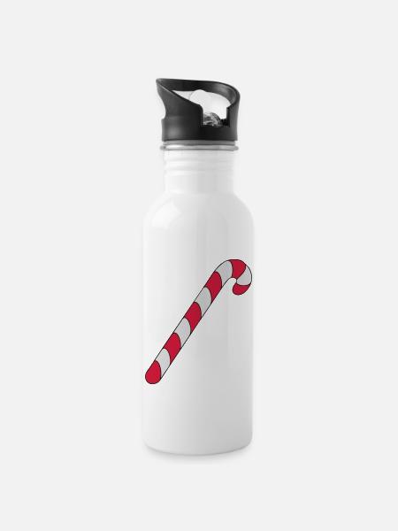 Zuckerstange - Trinkflasche mit integriertem Trinkhalm - Weiß
