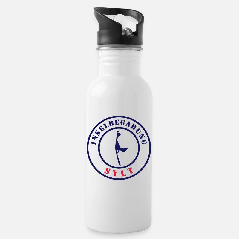 inselbegabung sylt - Trinkflasche mit integriertem Trinkhalm - Weiß
