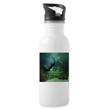 Erstaunliche Strahldecke auf dem niedrigen Wasser - Trinkflasche mit integriertem Trinkhalm - Weiß - Rechts