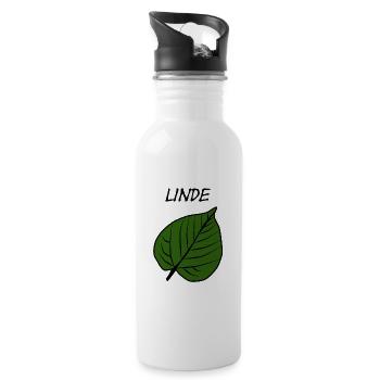 Green leaf pattern nature design - Water bottle with straw - white - Right