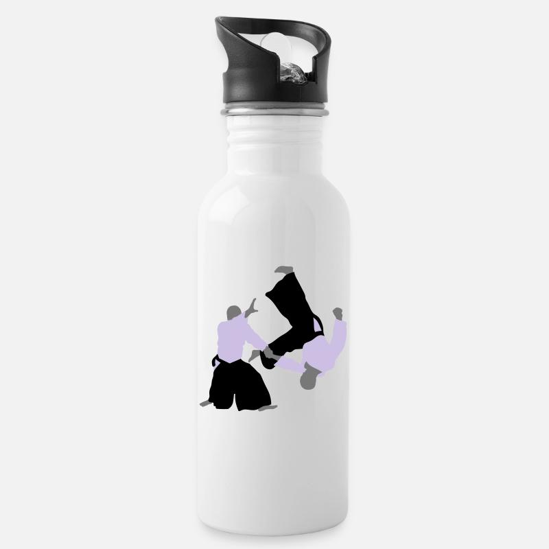Aikido - Trinkflasche mit integriertem Trinkhalm - Weiß