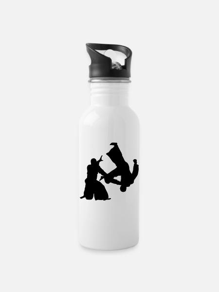 aikido - Gourde avec paille intégrée - blanc