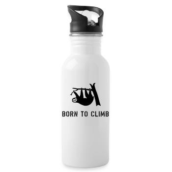 climbing boulder mountain sloth born to climb - Water bottle with straw - white - Right