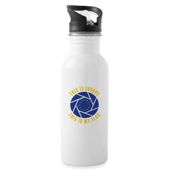 Europe Design / Drapeau Européen Bruxelles - Gourde avec paille intégrée - blanc - Droite