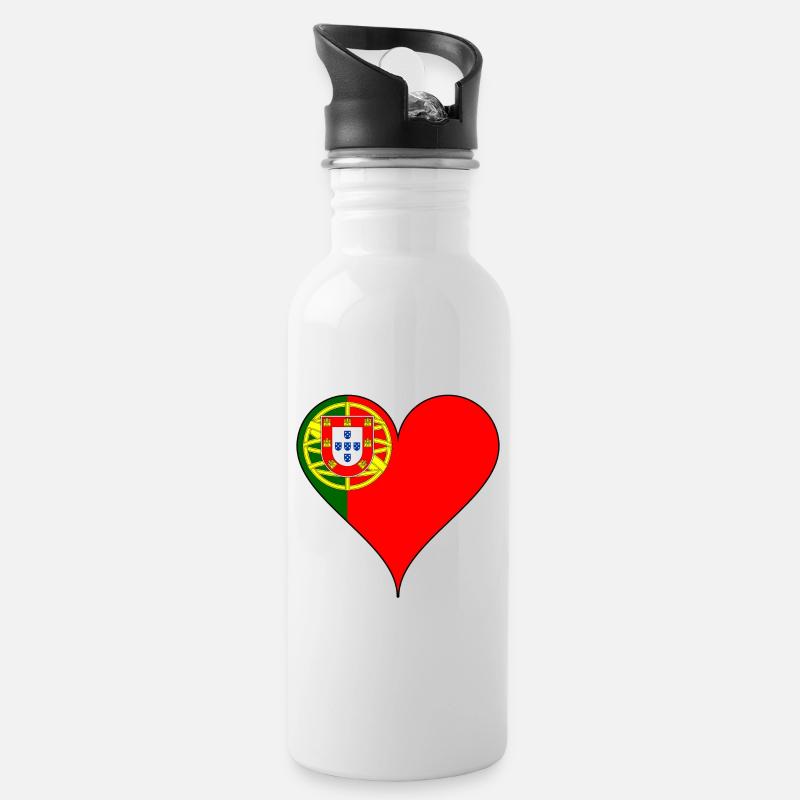 Coeur portugais - Gourde avec paille intégrée - blanc