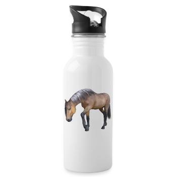 Gentle horse drawing with detailed mane - Water bottle with straw - white - Right