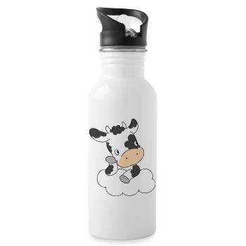 Cow Thinking - Trinkflasche mit integriertem Trinkhalm - Weiß - Rechts