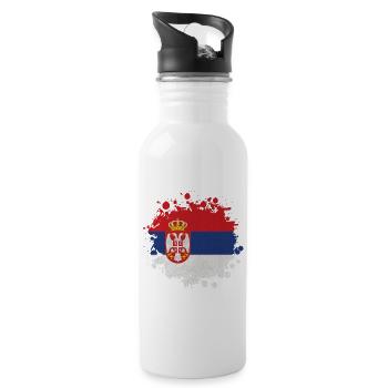 Serbie Klecks / Cadeau De Belgrade Balkans drapeau - Gourde avec paille intégrée - blanc - Droite