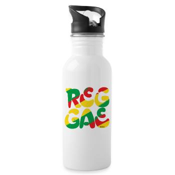 Reggae Vibes Colorful Logo - Water bottle with straw - white - Right