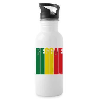 Reggae Color Block Banner - Water bottle with straw - white - Right