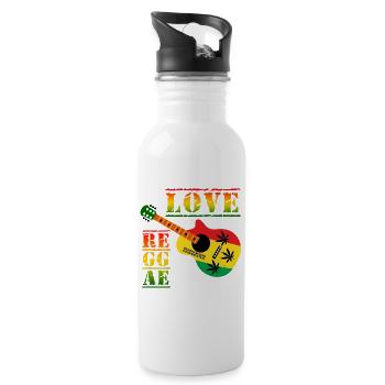 Love Reggae Guitar Rastastil - Water bottle with straw - white - Right