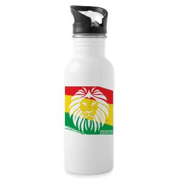 Lion de style rasta - Gourde avec paille intégrée - blanc - Droite