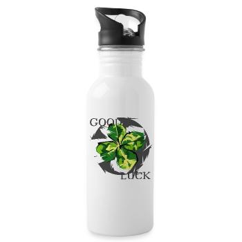 good luck leaf shamrock icon graphic nature icon - Water bottle with straw - white - Right