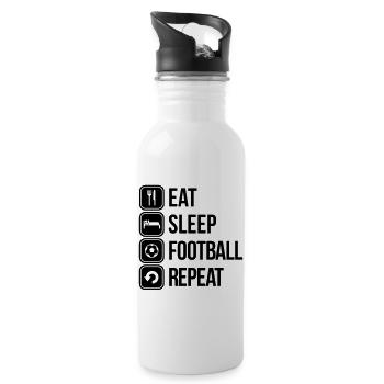eat sleep football repeat - Water bottle with straw - white - Right
