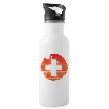 Happy Birthday Schweiz - Trinkflasche mit integriertem Trinkhalm - Weiß - Rechts
