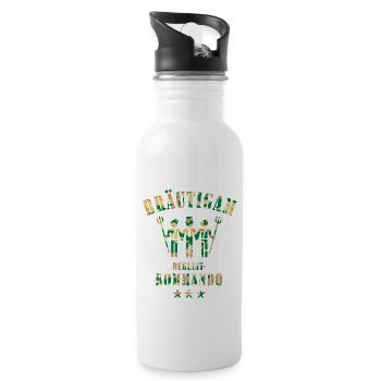 Bräutigam Begleitkommando (JGA / Camouflage / PNG) - Trinkflasche mit integriertem Trinkhalm - Weiß - Rechts