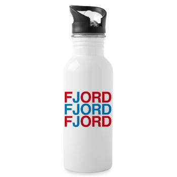 FJORD Norwegische Flagge Norway Norwegen - Trinkflasche mit integriertem Trinkhalm - Weiß - Rechts
