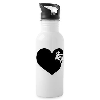 I love bouldering climbing mountaineering heart sports - Water bottle with straw - white - Right