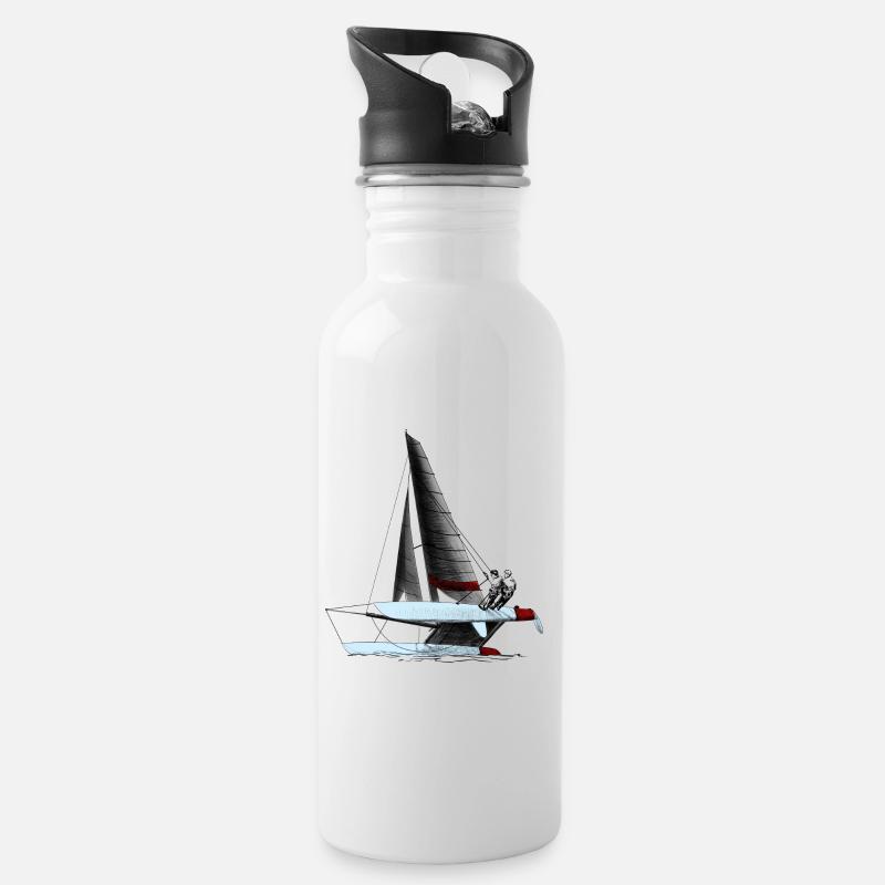 katamaran - Trinkflasche mit integriertem Trinkhalm - Weiß