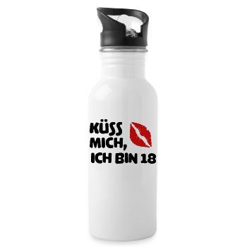 18th birthday Eighteen birthday saying saying - Water bottle with straw - white - Right