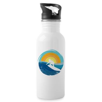 Surfer - Surfboard - Trinkflasche mit integriertem Trinkhalm - Weiß - Rechts