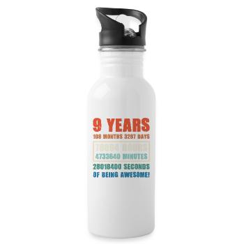 9. Jahre Geburtstag Geburtstagsfeier Geburt Fest - Trinkflasche mit integriertem Trinkhalm - Weiß - Rechts