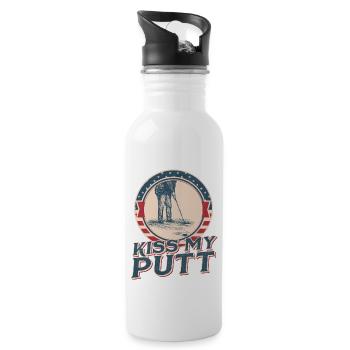 Kiss My Putt Funny Cute Golf Joke Gift vintage - Water bottle with straw - white - Right