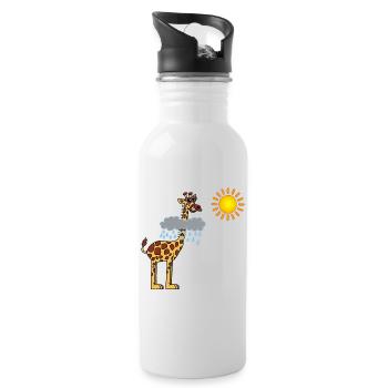 Girafe et soleil - Gourde avec paille intégrée - blanc - Droite