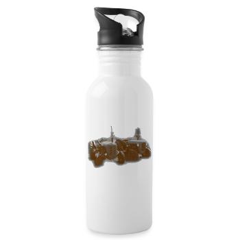 Vintage Traktoren Rostorange - Trinkflasche mit integriertem Trinkhalm - Weiß - Rechts